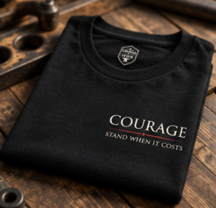 ourage Deluxe black T-shirt folded