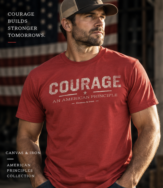 Canvas & Iron Courage Essential T-shirt with large front Courage graphic