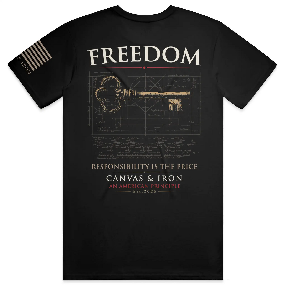 Freedom Deluxe black T-shirt with Responsibility Is the Price of Freedom back artwork