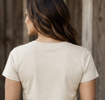 Canvas & Iron women's Made in America cream T-shirt back view
