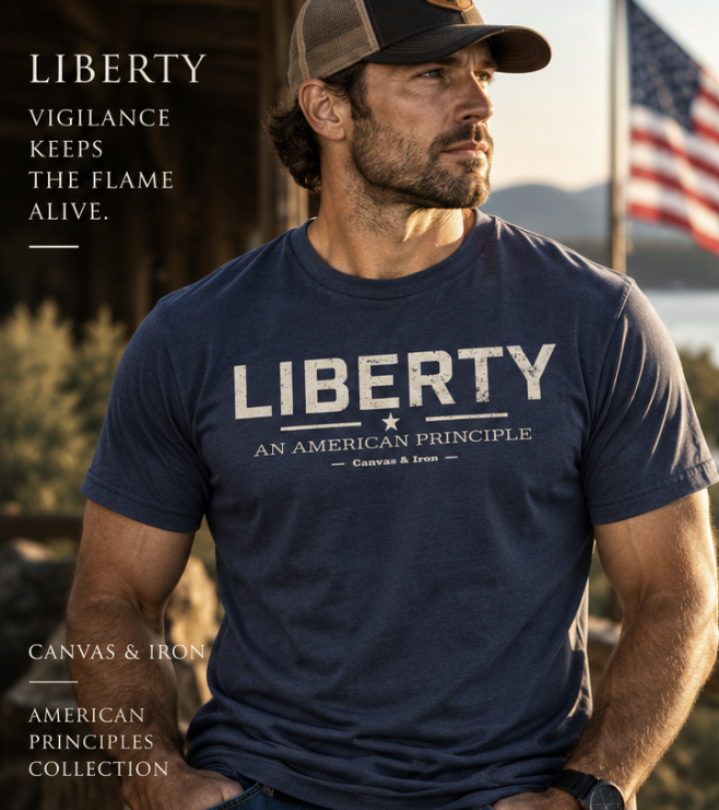 Canvas & Iron Liberty Essential T-shirt with large front Liberty graphic