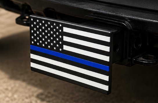 Thin Blue Line American Flag Hitch Cover