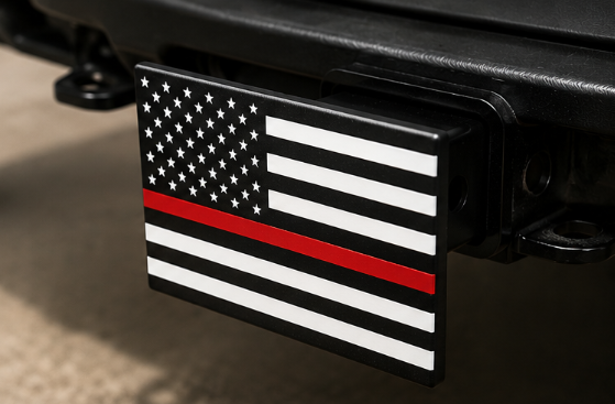 Thin Red Line American Flag Hitch Cover