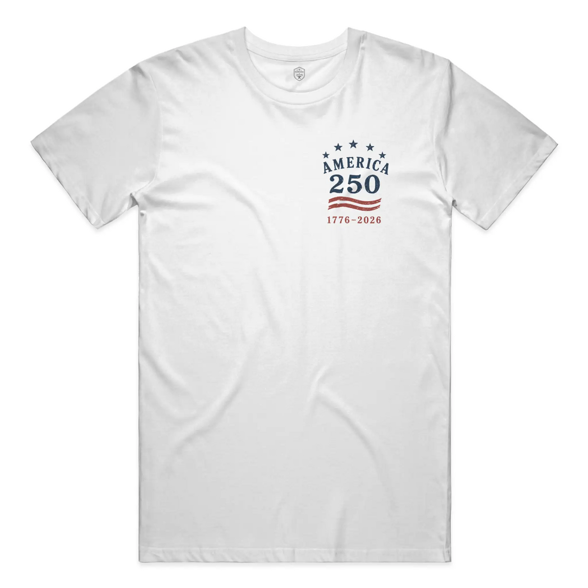 America 250 The Banner Yet Waves white T-shirt, front view